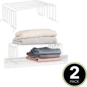 img 3 attached to 🗄️ mDesign Metal Wire Closet Shelf Divider and Separator with Top Shelf - Efficient Storage and Organization for Bedroom, Bathroom, Kitchen, and Office Shelves - Easy Install, 2 Pack (White)