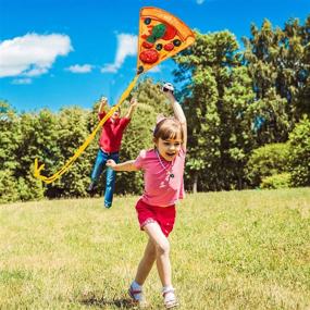 img 1 attached to 🍕 Easy-to-Fly 3D Pizza Kite Set for Kids - 2 Pack with 328ft Kite String, Sturdy Handle, and Long Tail