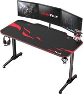 neueflux gaming desk: upgraded 55 inch racing style, t-shaped computer desk with full desk pad - ultimate gamer's workstation with usb gaming handle rack, cup holder & headphone hook logo