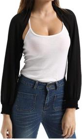 img 2 attached to Sleeve Cropped Bolero Shrug Cardigan Women's Accessories