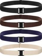 👖 invisible no show waist belt: women's elastic stretch belts with flat buckle - set of 4 (black blue khaki coffee) logo