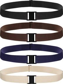 img 4 attached to 👖 Invisible No Show Waist Belt: Women's Elastic Stretch Belts with Flat Buckle - Set of 4 (Black Blue Khaki Coffee)