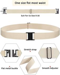 img 3 attached to 👖 Invisible No Show Waist Belt: Women's Elastic Stretch Belts with Flat Buckle - Set of 4 (Black Blue Khaki Coffee)