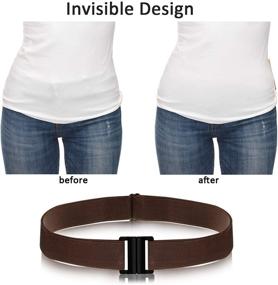 img 2 attached to 👖 Invisible No Show Waist Belt: Women's Elastic Stretch Belts with Flat Buckle - Set of 4 (Black Blue Khaki Coffee)