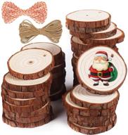 🎨 37 pcs 2.0-2.4 inches natural wood slices craft kit - unfinished wooden circles predrilled with hole for arts, diy crafts, christmas ornaments - 5arth logo