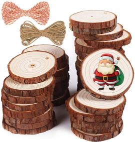 img 4 attached to 🎨 37 Pcs 2.0-2.4 inches Natural Wood Slices Craft Kit - Unfinished Wooden Circles Predrilled with Hole for Arts, DIY Crafts, Christmas Ornaments - 5ARTH
