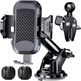 img 4 attached to 📱 ANMONE Universal Cell Phone Holder Mount for Car Dashboard, Windshield, Air Vent - Hands-Free and Case Friendly Stand with Washable Sticky Gel Suction Cup and Long Arm - Perfect for Truck, Pickup, Taxi, and In-Car Cradles