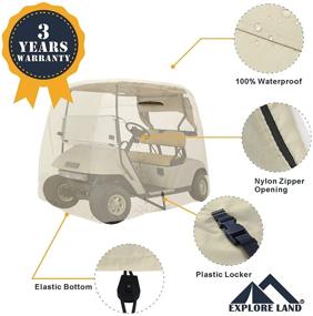 img 2 attached to 🏌️ Universal 600D Waterproof Golf Cart Cover Ideal for Most 2 Passenger Golf Carts - Explore Land