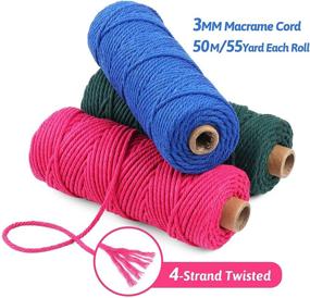 img 3 attached to Colourful Macrame Cord Set - 10 Rolls of 3mm x 164 Feet Natural Cotton Rope for Wall Hangings, Knitting, and Craft Projects