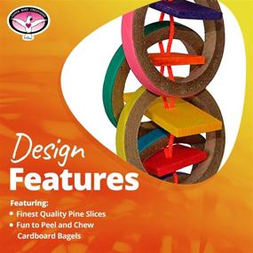 img 1 attached to 🦜 Entertain Your Feathered Friend with the Super Bird Creations SB625 Large Chewable Olympic Rings Bird Toy: Vibrant Paper Bagels, Wooden Blocks, and a Length of 17 IN