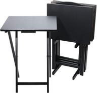 🍽️ pearington black folding tv tray table for dining, laptop, gaming & desk - 4-pack: a versatile solution logo