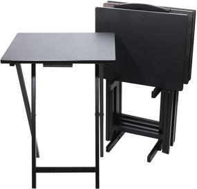 img 4 attached to 🍽️ Pearington Black Folding TV Tray Table for Dining, Laptop, Gaming & Desk - 4-Pack: A Versatile Solution