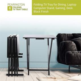 img 3 attached to 🍽️ Pearington Black Folding TV Tray Table for Dining, Laptop, Gaming & Desk - 4-Pack: A Versatile Solution