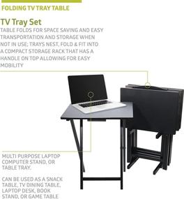 img 2 attached to 🍽️ Pearington Black Folding TV Tray Table for Dining, Laptop, Gaming & Desk - 4-Pack: A Versatile Solution