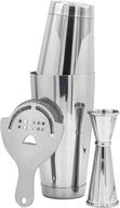 🍹 craft professional bartender kit: stainless steel cocktail shaker set, weighted boston shaker tins, hawthorne strainer, japanese jigger, home bar tool set, drink mixing set by the art of mixology logo