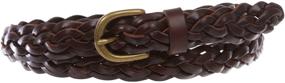 img 2 attached to 👗 Stylish Women's 7/8" Braided Woven Skinny Narrow Cowhide Leather Belt - Full Grain, Solid Two Tone Design