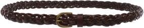 img 1 attached to 👗 Stylish Women's 7/8" Braided Woven Skinny Narrow Cowhide Leather Belt - Full Grain, Solid Two Tone Design