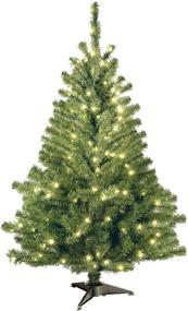 img 4 attached to 4-Foot National Tree Company Pre-Lit Artificial Mini Christmas Tree - Green Kincaid Spruce with White Lights & Stand