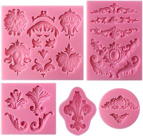 img 3 attached to 🎂 Baroque Style Curlicues Scroll Lace Fondant Silicone Mold for Sugarcraft, Cake Border Decoration, Cupcake Topper, Jewelry, Polymer Clay, Candle Accent, Crafting Projects - Set of 5