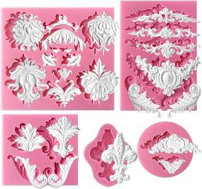 img 4 attached to 🎂 Baroque Style Curlicues Scroll Lace Fondant Silicone Mold for Sugarcraft, Cake Border Decoration, Cupcake Topper, Jewelry, Polymer Clay, Candle Accent, Crafting Projects - Set of 5