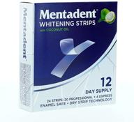 🦷 mentadent sensitive teeth whitening strips - coconut oil infused - 24 pack (12 day supply) - dark stain removal - whiter teeth in just 3 days logo