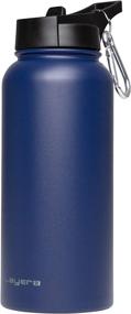 img 3 attached to 🚰 Layer 8 Stainless Steel Water Bottle with Pop-Up Straw and Screw-on Lid - Portable and Highly Durable