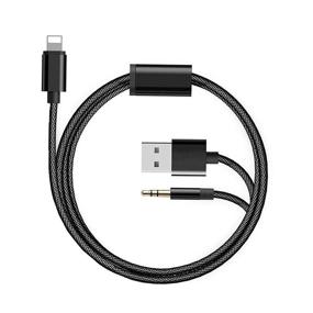 img 4 attached to 🔌 [Apple MFi Certified] 2-in-1 Lightning to 3.5mm Nylon Braided Aux Cord for iPhone - Works with Car Stereo, Speaker, Headphone, and Car Charger - Compatible with iPhone 11/11 Pro/XS/XR/8/7/SE - Charging Audio Cable