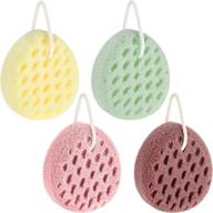 🛁 4-pack soft bath sponge exfoliating shower sponge soothing body puff gentle body exfoliating cleaning sponges for women men (pink, white, red, green) logo