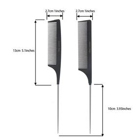 img 1 attached to SOURCE KING Rat Tail Combs Pack of 2 - Heat Resistant & 🔥 Anti Static Foiling Comb Set for All Hair Types - Pintail Stainless Steel Design (Black)