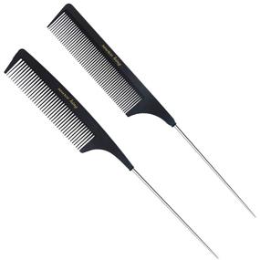 img 4 attached to SOURCE KING Rat Tail Combs Pack of 2 - Heat Resistant & 🔥 Anti Static Foiling Comb Set for All Hair Types - Pintail Stainless Steel Design (Black)