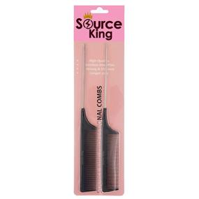 img 2 attached to SOURCE KING Rat Tail Combs Pack of 2 - Heat Resistant & 🔥 Anti Static Foiling Comb Set for All Hair Types - Pintail Stainless Steel Design (Black)