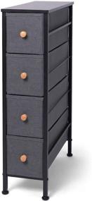 img 4 attached to 🗄️ ROMOON Narrow Closet Organizer with 4 Fabric Storage Bins - Tall Dresser Shelves with Drawers for Bedroom, Hallway, Entryway, Closet, Nursery (Dark Gray)