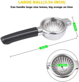 img 3 attached to 🍋 304 Stainless Steel Lemon Squeezer - Manual Fruit Juicer for Oranges, Big Lemons & Limes - Metal Lemon Lime Press with Large 3.34 Inch Bowl and Black Silicone Handle