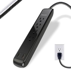 img 4 attached to 🔌 High-Performance Philips Power Strip with USB Ports & Surge Protection - Sleek Design, Braided Extension Cord, 720 Joules