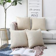 home brilliant 18x18 lined linen fall pillow 🏡 covers for couch sofa - set of 4, light linen logo