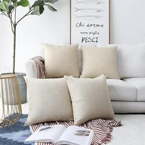 img 4 attached to Home Brilliant 18x18 Lined Linen Fall Pillow 🏡 Covers for Couch Sofa - Set of 4, Light Linen