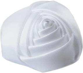 img 4 attached to 🌹 20 Satin Rose 2" Craft Wedding Bride Bouquet Ribbon Flowers – White by YYCRAFT