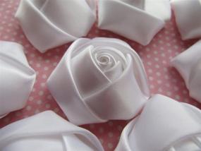 img 3 attached to 🌹 20 Satin Rose 2" Craft Wedding Bride Bouquet Ribbon Flowers – White by YYCRAFT
