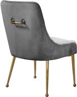 🪑 modern velvet upholstered dining chair - meridian furniture owen collection, contemporary set of 2 with polished gold metal legs, grey, 24"w x 21"d x 34.5"h logo