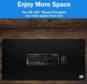 img 1 attached to 🖱️ Extra Large Gaming XXXL Mousepad (48''x24'') - Oversized Desk Mat for Full Coverage - Super Thick Non-Slip Rubber Base and Waterproof Extended Desktop Keyboard Mouse Mat (Black, XXX-Large)