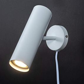 img 1 attached to 🎨 Rotatable White Painting Wall Sconce: Modern Plug-In Wall Lamp for Bedroom and Living Room with Switch Cord