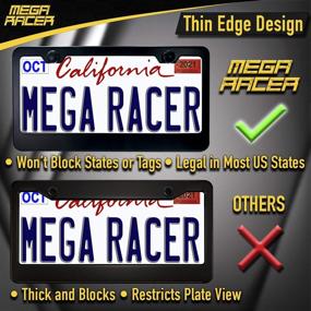 img 2 attached to Mega Racer Metal Black License Plate Frame - 2 Hole Thin Front and Rear Black Aluminum License Plate Frames with Stainless Steel Screws and Black Screw Caps (Set of 2)