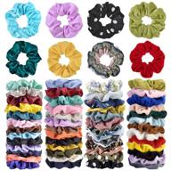 🎀 52 pc hair scrunchies velvet elastics: stylish hair bands for women | perfect hair accessories for halloween, thanksgiving, and christmas logo