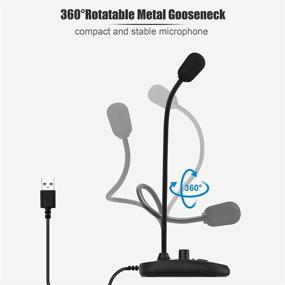 img 1 attached to 🎙️ 360° Gooseneck Omnidirectional USB Microphone with Headphone Jack - Plug and Play for Mac/Windows Laptop, Desktop, PS4 - Ideal for Vocal, Skype, YouTube, Gaming, Streaming, Teaching