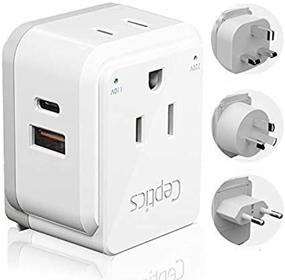 img 3 attached to 🔌 Ceptics China-Malaysia Power Adapter Travel Set - Safe Dual USB & USB-C 3.1A, 2 USA Outlets Compact & Powerful - Perfect for Hong Kong, Kuwait, Singapore, Iraq - Includes Type G, I, C SWadAPt Attachments
