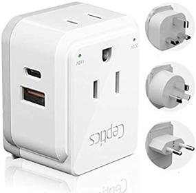 img 2 attached to 🔌 Ceptics China-Malaysia Power Adapter Travel Set - Safe Dual USB & USB-C 3.1A, 2 USA Outlets Compact & Powerful - Perfect for Hong Kong, Kuwait, Singapore, Iraq - Includes Type G, I, C SWadAPt Attachments