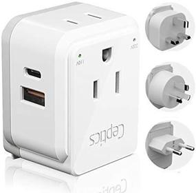 img 4 attached to 🔌 Ceptics China-Malaysia Power Adapter Travel Set - Safe Dual USB & USB-C 3.1A, 2 USA Outlets Compact & Powerful - Perfect for Hong Kong, Kuwait, Singapore, Iraq - Includes Type G, I, C SWadAPt Attachments