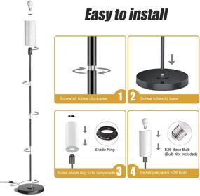 img 2 attached to 💡 VEYFIY Modern Floor Lamp for Bedroom and Living Room with Glass Lampshade - Industrial Style 68-inch Tall Standing Light, E26 Socket, Ideal for Work and Reading - Black (Bulb Not Included)