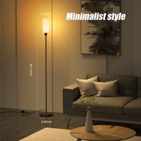 img 3 attached to 💡 VEYFIY Modern Floor Lamp for Bedroom and Living Room with Glass Lampshade - Industrial Style 68-inch Tall Standing Light, E26 Socket, Ideal for Work and Reading - Black (Bulb Not Included)