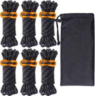 🏕️ versatile 6 pack 4mm outdoor guy lines: lightweight camping rope with aluminum guylines adjuster tensioner pouch for tent tarp, canopy shelter, camping, hiking, backpacking logo